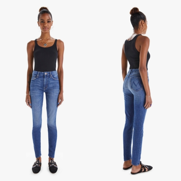 MOTHER Denim - NWT MOTHER THE LOOKER 1001-624 Mid Rise Skinny Jeans Where's My Mind Blue Sz 24